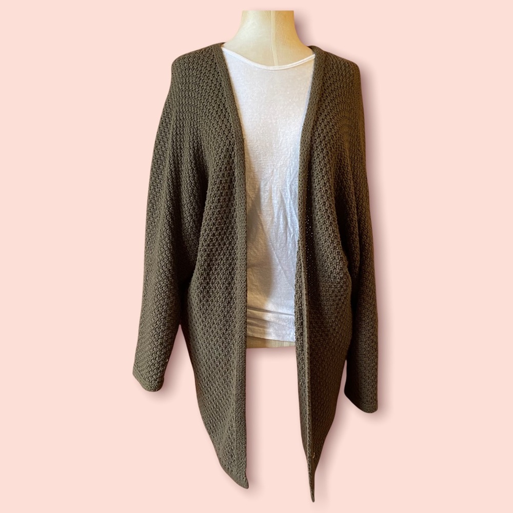 Sadie&Sage Army Green Woven Oversized Cardigan